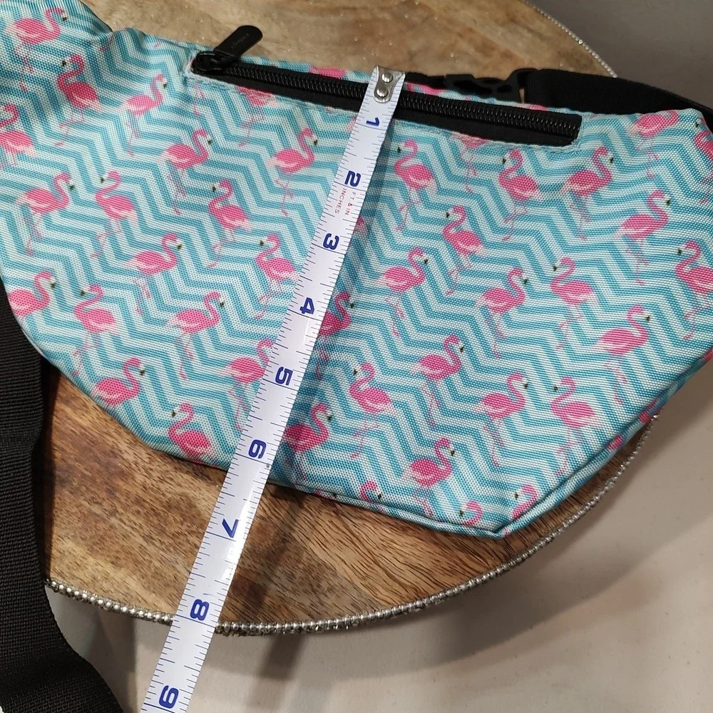 Sojourner Aqua Blue Pink Flamingo Belt Bag Fanny Pack Adjustable Strap Coastal‎